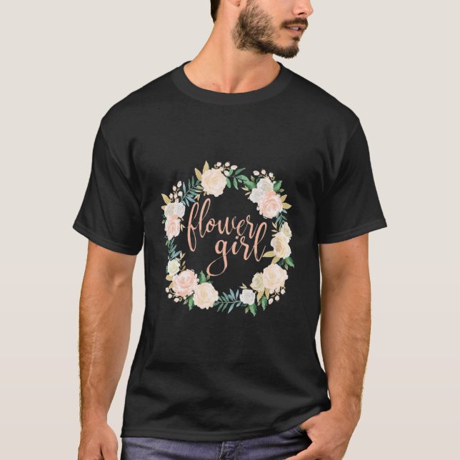 Camiseta Menina com Flores Blush Coroa Floral Casamento (Frente)