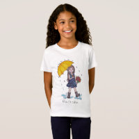 Menina Com Guarda-Chuva Amarelo Em Aquarela
