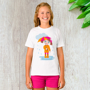 Camiseta Menina com Guarda-chuva na Chuva Dia Chuvoso Infan