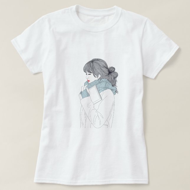 Camiseta Menina com ilustração gráfica legal do cachecol (Frente do Design)