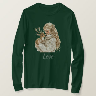 Camiseta Menina com Natal de Cervo