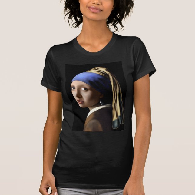 Camiseta Menina com um brinco da pérola (Frente)
