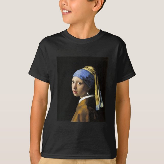 Camiseta Menina com um brinco da pérola (Frente)