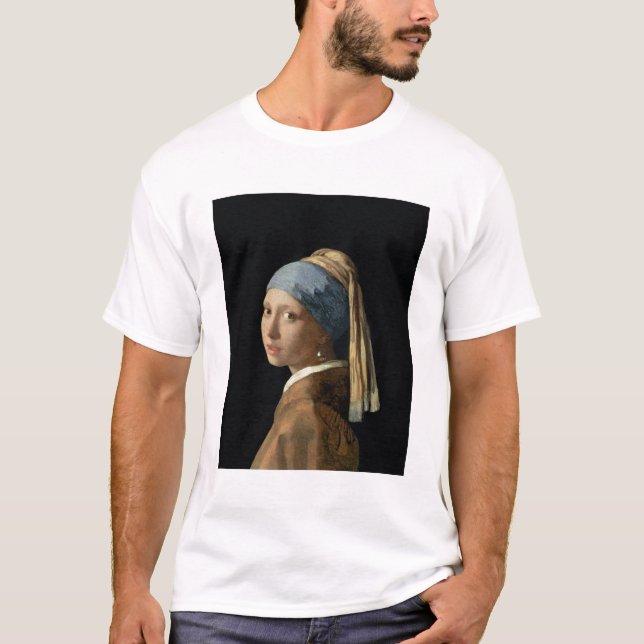 Camiseta Menina com um brinco da pérola, c.1665-6 (óleo em (Frente)