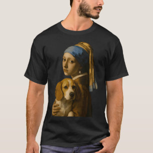 Camiseta Menina com um Brinco de Pérola & Chihuahua