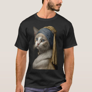 Camiseta Menina com um Brinco de Pérola Gato