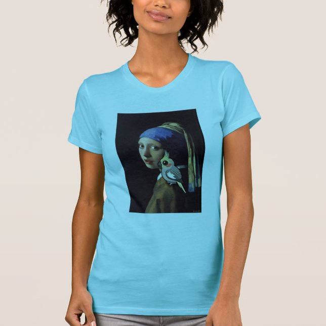 Camiseta Menina com um Cockatiel da pérola (Frente)