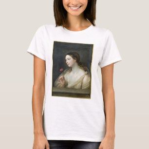 Camiseta Menina com um rosa (óleo em canvas)