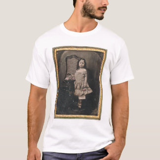 Camiseta Menina com uma cesta das flores (40319)