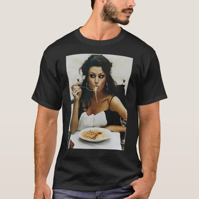 Camiseta Menina comendo espaguete - Sophia Loren (Frente)