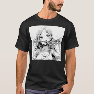 Camiseta Menina Comendo Spaghetti Manga