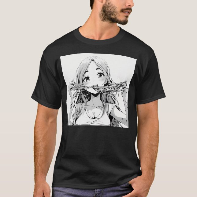 Camiseta Menina Comendo Spaghetti Manga (Frente)
