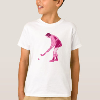 Camiseta Menina cor-de-rosa do hóquei em campo
