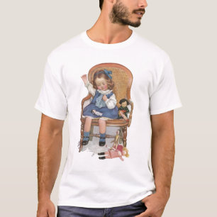 Camiseta Menina Costurando Bonecas