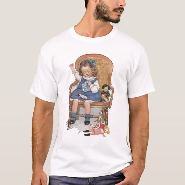 Camiseta Menina Costurando Bonecas (Frente)