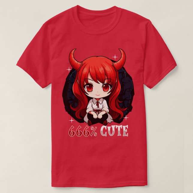 Camiseta Menina Cute Chibi de Halloween 666 (Frente do Design)