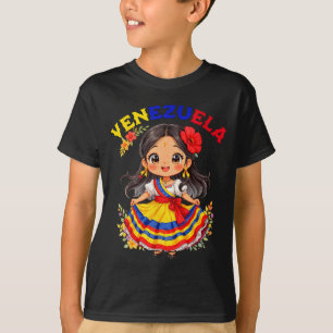 Camiseta Menina Cute Venezuela Vestido Tradicional Arte Col