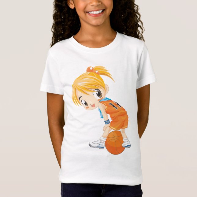 Camiseta menina da bola da cesta (Frente)