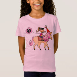 Camiseta Menina da criança de 6 anos em um pônei