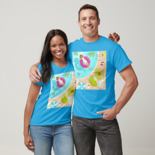 Camiseta Menina da festa de natação na praia de verão de bi