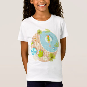 Camiseta Menina da festa de natação na praia de verão de bi