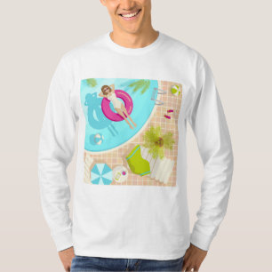 Camiseta Menina da festa de natação na praia de verão de bi