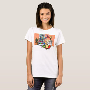 Camiseta Menina da leitura com um Tshirt amarelo de