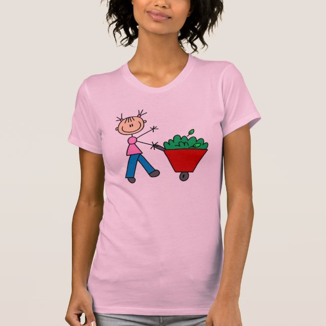 Camiseta Menina da vara que faz t-shirt do Yardwork (Frente)
