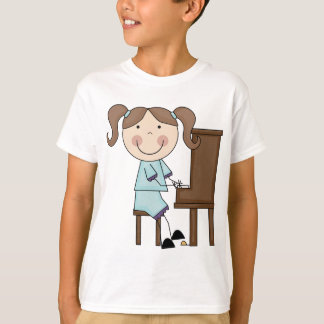 Camiseta Menina da vara que joga o piano