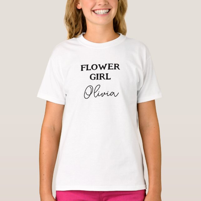 Camiseta Menina das Flores Branco Personalizado (Frente)