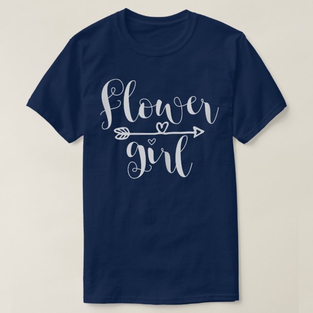 Camiseta Menina das Flores Coração de Seta Para Casamento e (Frente do Design)