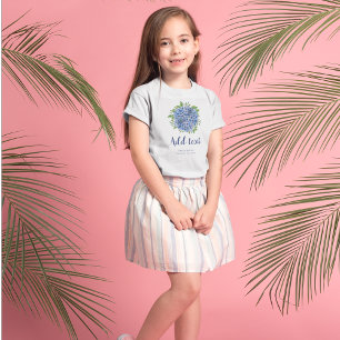 Camiseta Menina das Flores de Hortênsias Azuis para Casamen