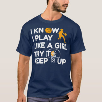 Camiseta Menina das Mulheres no Basquete