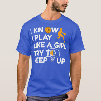 Camiseta Menina das Mulheres no Basquete