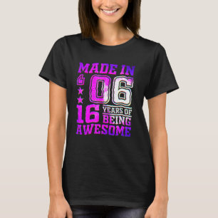 Camiseta Menina de 16 Anos Para Menina de Aniversário de 1