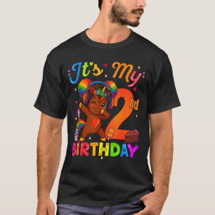 Camiseta Menina de 2 anos de idade Afro Unicórnio Cabelo Na