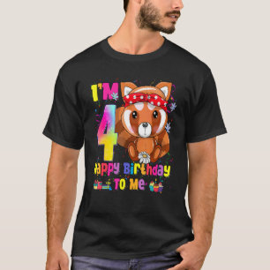 Camiseta Menina de 4 anos Princesa Pequena Panda Vermelha 4