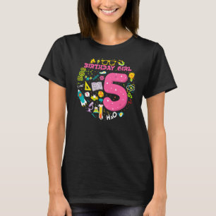 Camiseta Menina de 5 anos Cientista 5 de Aniversário Ciênci