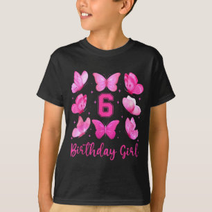 Camiseta Menina de 6 anos de idade Borboleta Rosa Coquete 6