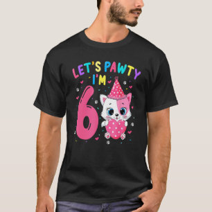 Camiseta Menina de 6 anos de idade Gato Gatito Vamos Festej