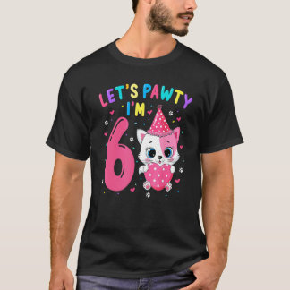 Camiseta Menina de 6 anos de idade Gato Gatito Vamos Festej