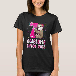 Camiseta Menina de 7 Anos Bicho-Preguiça Rosa Fofa Aniversá
