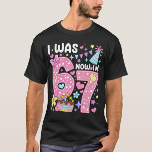 Camiseta Menina de 7 Anos de Aniversário Divertida Si Sete