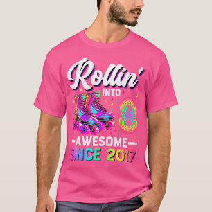 Camiseta Menina De 8 Anos De Idade Fazendo Patins De Roda