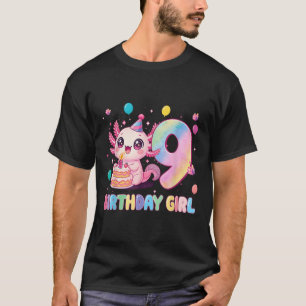 Camiseta Menina de 9 anos de idade Axolote Fofo Aniversário