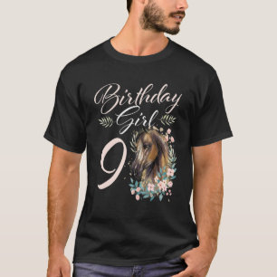 Camiseta Menina de 9 Anos de Idade Cavalo Aniversário