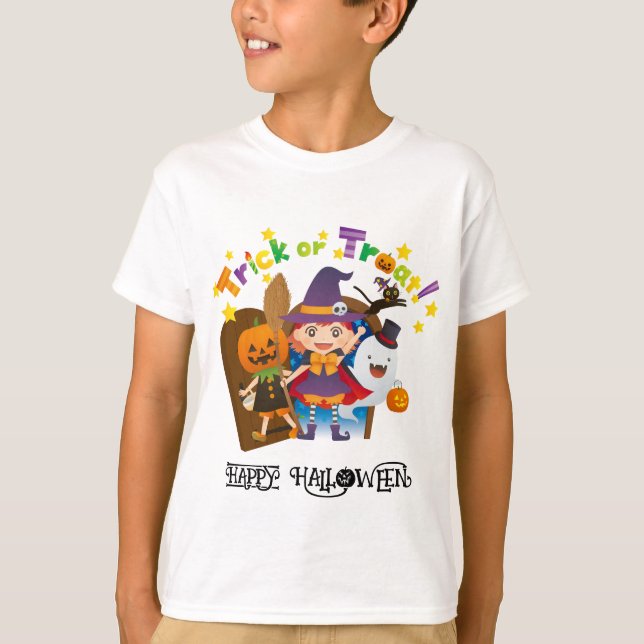 Camiseta Menina de Abóbora Cuada Engraçada do Halloween (Frente)