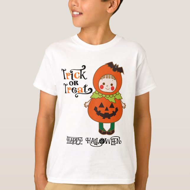 Camiseta Menina de Abóbora Cuada Engraçada do Halloween (Frente)