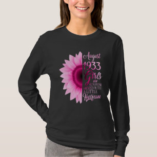 Camiseta Menina de Agosto 1933 89 Anos Sendo Brilho Misto 