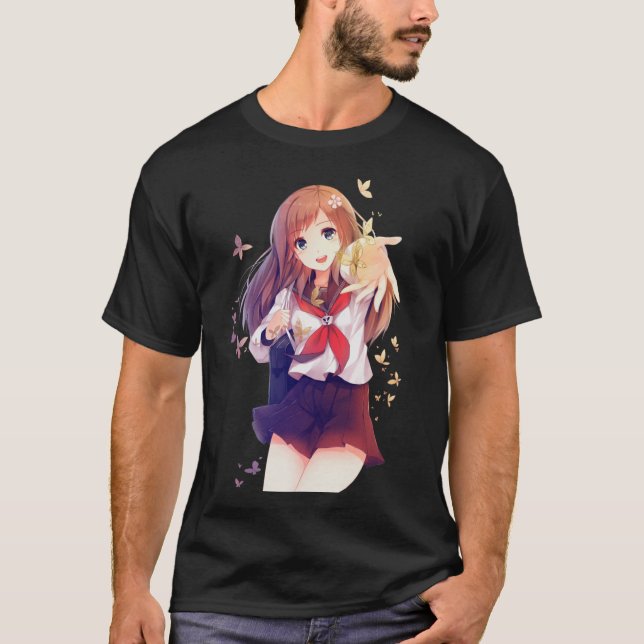 Camiseta Menina de animação bonita (Frente)